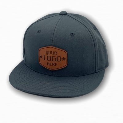 CUSTOM LOGO leather patch Trucker Mesh Snapback, Flat Visor - Apollo Laser